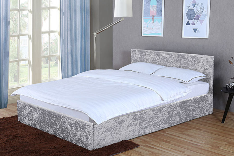 1166G Khung giường lưu trữ nhung PU nâng khí King Ottoman