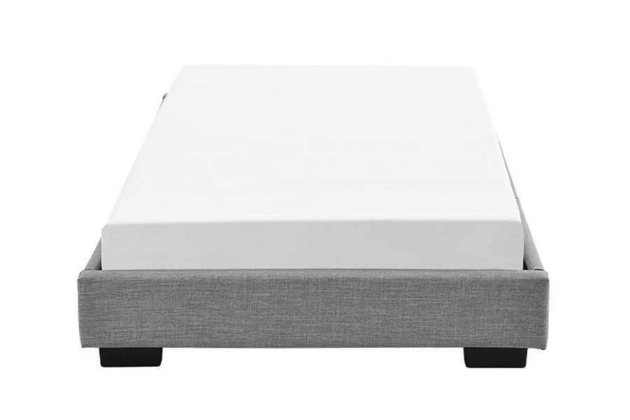 1159A Giường bọc vải lanh King Queen khung gỗ nguyên khối