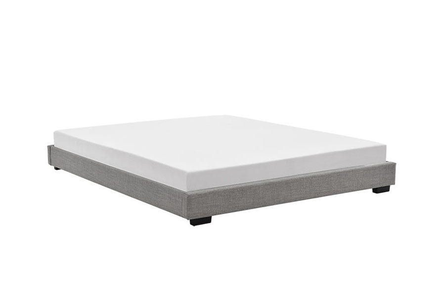 1159A Giường bọc vải lanh King Queen khung gỗ nguyên khối