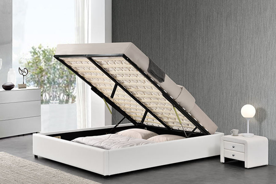 1155G Khung giường lưu trữ nâng khí khách sạn giả da hiện đại