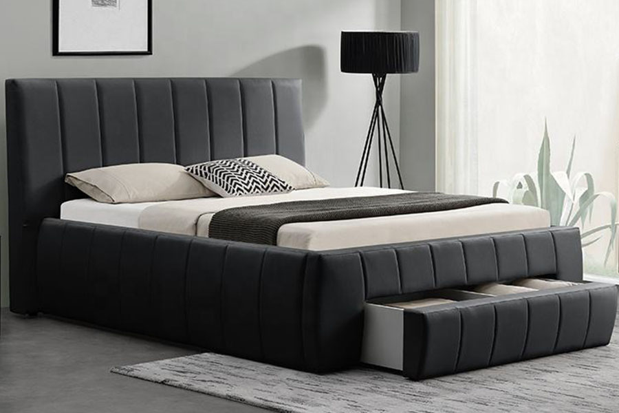 1238D Khung giường bọc nệm King có ngăn kéo bằng da PU Châu Âu