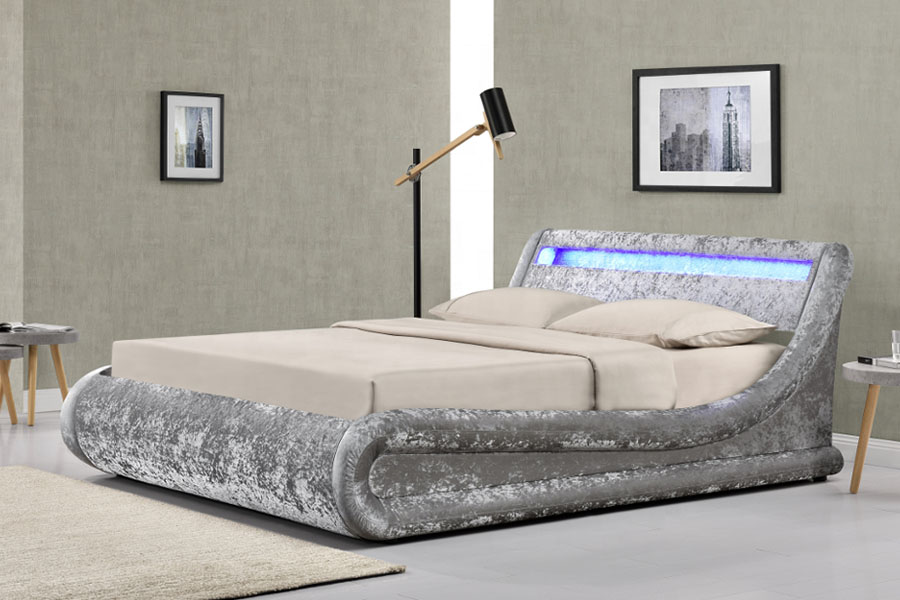 Khung giường lưu trữ thang máy khí đốt LED Ottoman nghiền nát