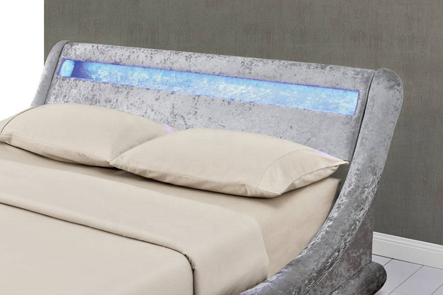 Khung giường lưu trữ thang máy khí đốt LED Ottoman nghiền nát