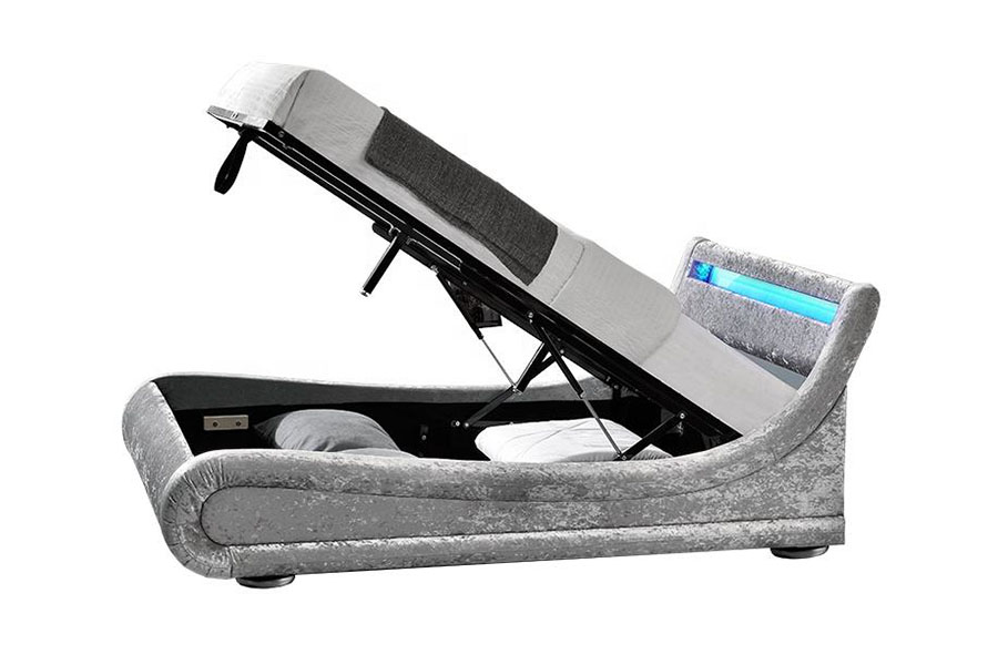 Khung giường lưu trữ thang máy khí đốt LED Ottoman nghiền nát