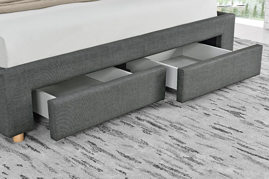 Khung giường lưu trữ bọc vải bốn ngăn tối giản 1216D