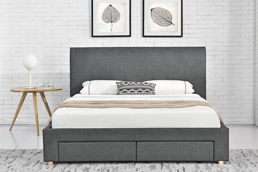 Khung giường lưu trữ bọc vải bốn ngăn tối giản 1216D