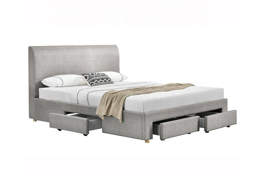 Khung giường lưu trữ bọc vải bốn ngăn tối giản 1216D