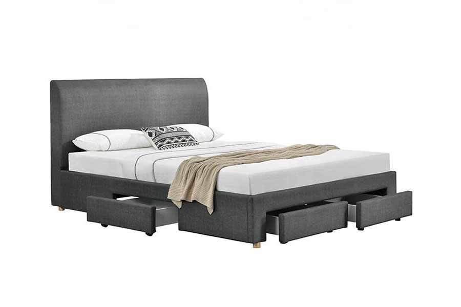 Khung giường lưu trữ bọc vải bốn ngăn tối giản 1216D