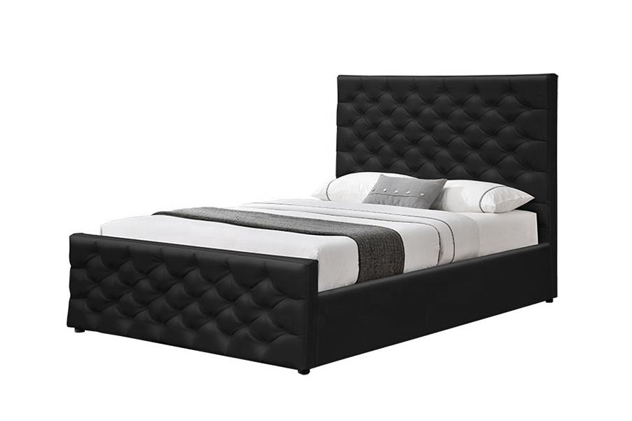 Khung giường lưu trữ nâng khí đôi Ottoman giả da châu Âu 1207G