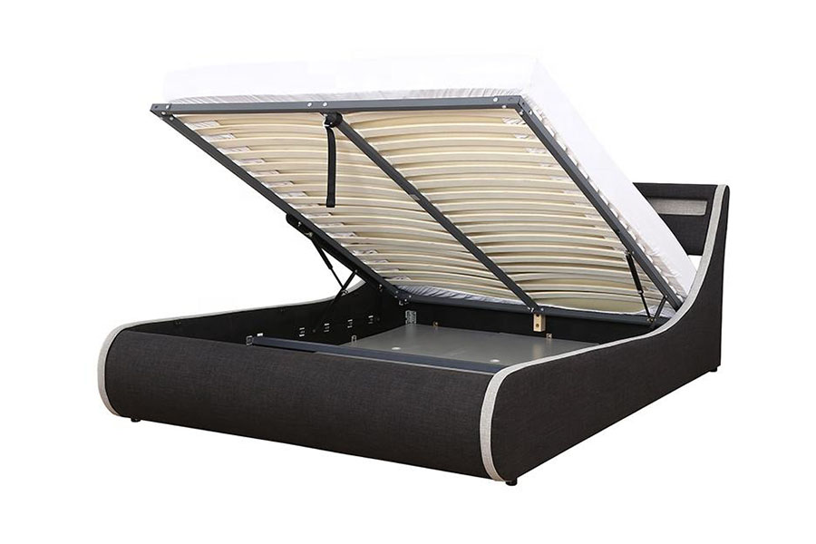 1408-1G Khung giường bọc vải mềm bằng vải lanh kiểu Ottoman