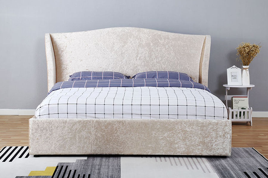 1320G Khung giường bọc đệm Ottoman Oyster-Finish màu Champagne-Velvet