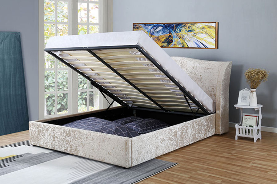 1320G Khung giường bọc đệm Ottoman Oyster-Finish màu Champagne-Velvet