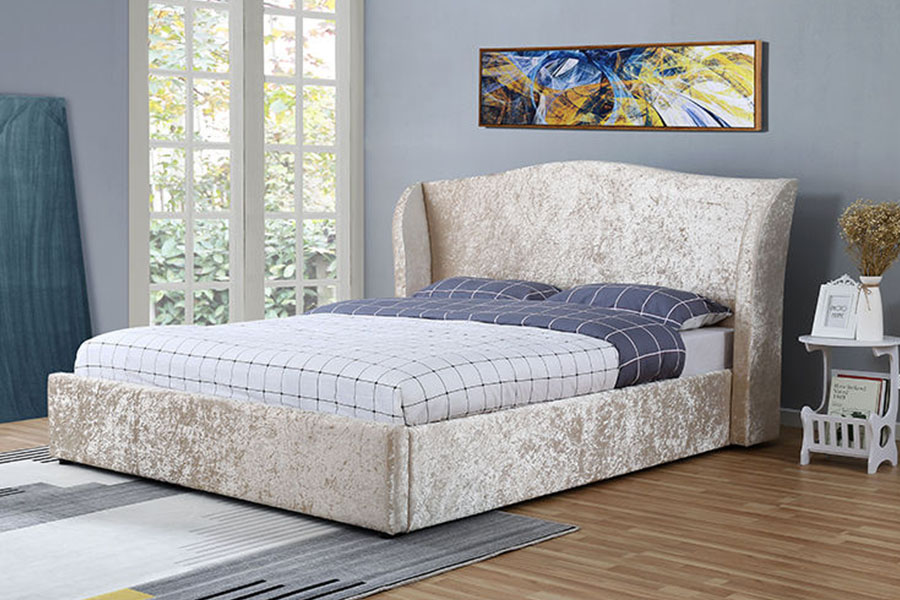1320G Khung giường bọc đệm Ottoman Oyster-Finish màu Champagne-Velvet