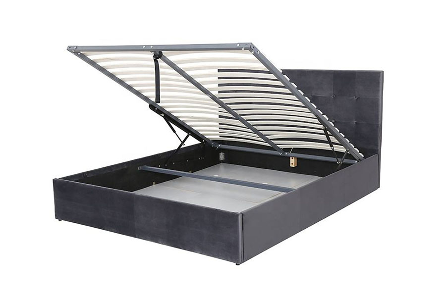1407G Khung giường bọc nệm bằng gỗ nhung vận hành linh hoạt
