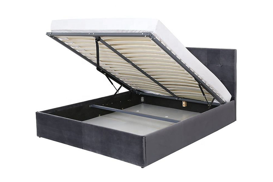 1407G Khung giường bọc nệm bằng gỗ nhung vận hành linh hoạt