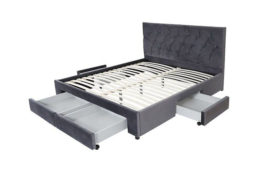 1406D Velvet King Đế gỗ có ngăn kéo bọc nệm chứa đồ
