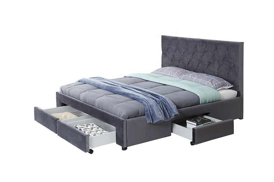 1406D Velvet King Đế gỗ có ngăn kéo bọc nệm chứa đồ
