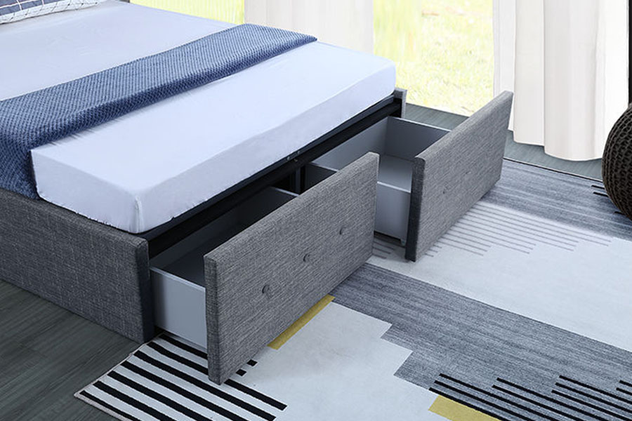 1326DG Gas-Lift Panel-Style Fabric Queen Storage Drawer Khung giường bọc nệm