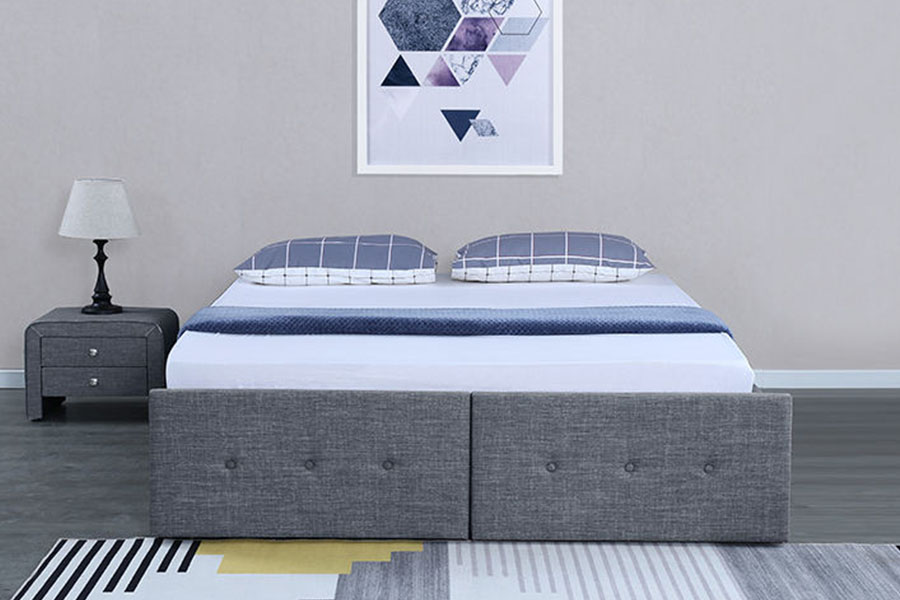 1326DG Gas-Lift Panel-Style Fabric Queen Storage Drawer Khung giường bọc nệm