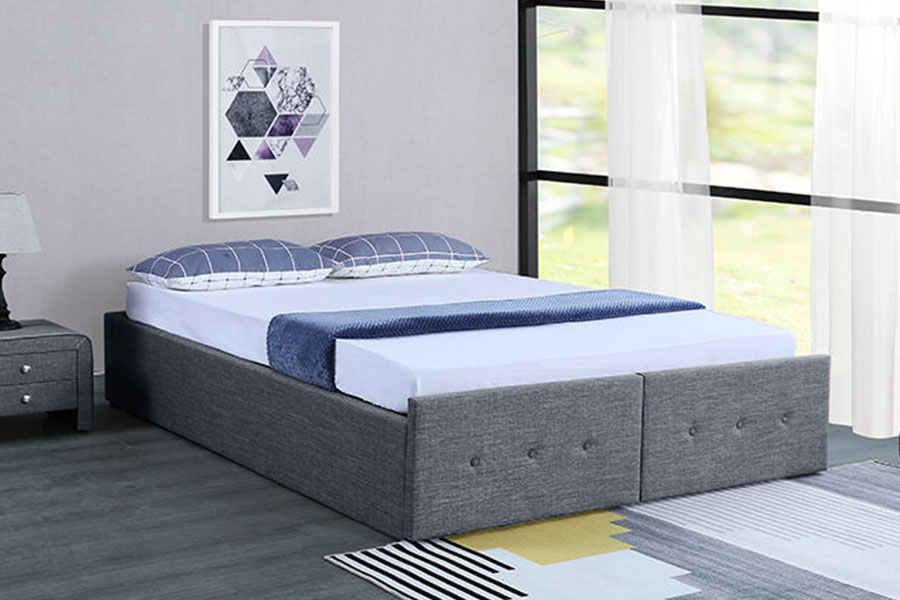 1326DG Gas-Lift Panel-Style Fabric Queen Storage Drawer Khung giường bọc nệm