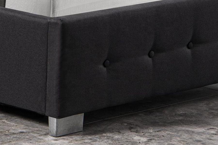 1286G Khung giường lưu trữ Ottoman bọc nệm đơn bằng gỗ nguyên khối có nút chần