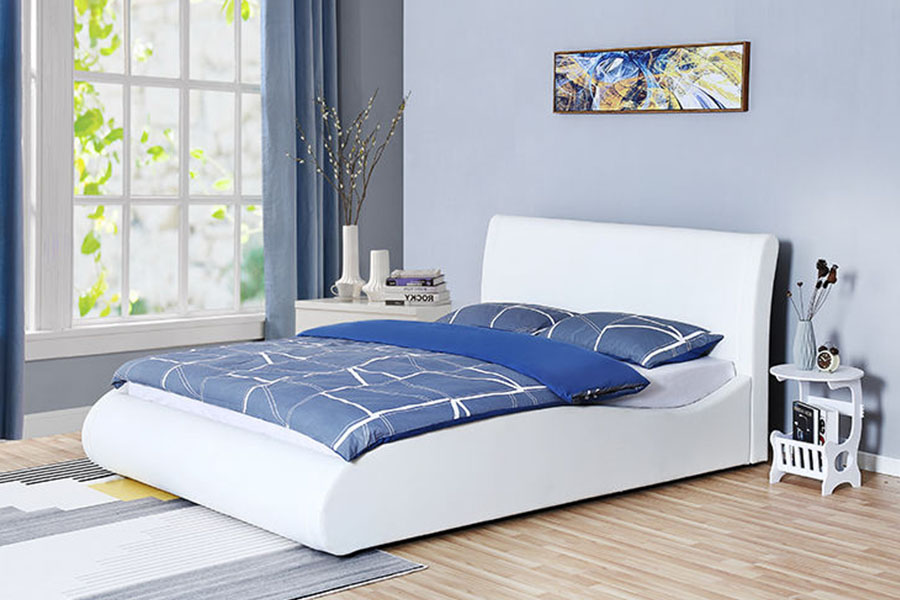 Khung giường lưu trữ phòng ngủ nâng khí bằng da giả đầu giường mềm 1280G