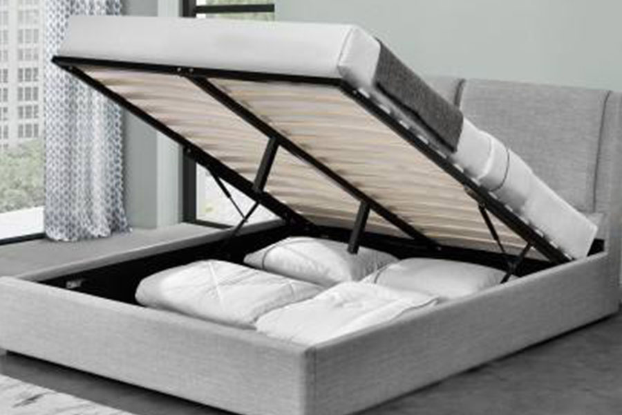 1256G Luxury Linen Ottoman Gas Lift Storage Khung giường bọc nệm