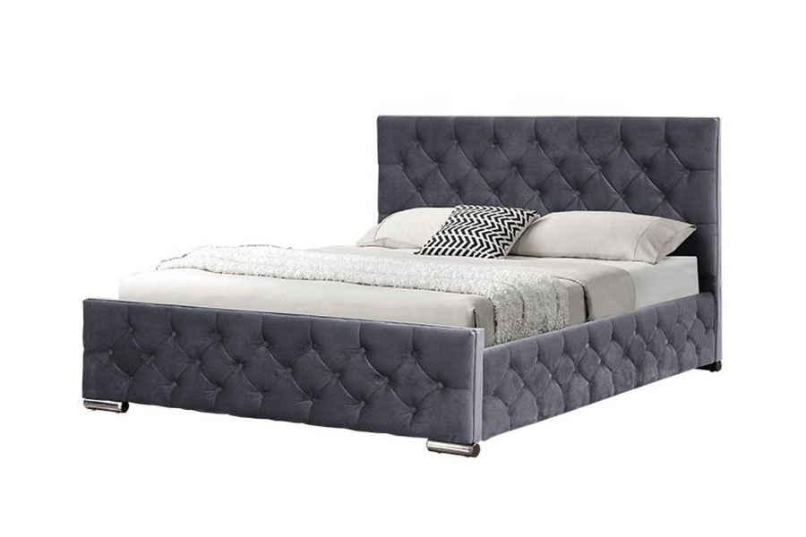 1253G Khung giường lưu trữ thủy lực chân Chrome bằng vải màu xám kim cương