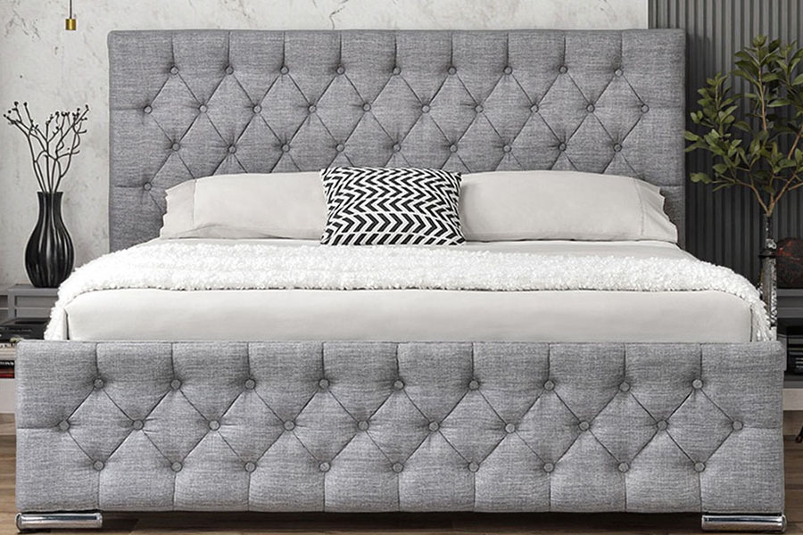 1253G Khung giường lưu trữ thủy lực chân Chrome bằng vải màu xám kim cương