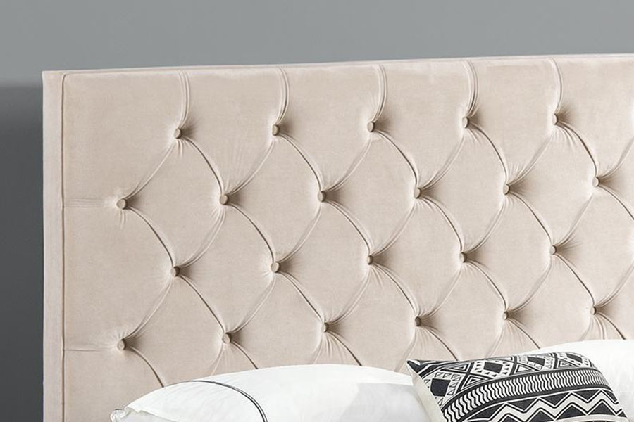 1250G Nhung-Đầu giường Khung giường lưu trữ bọc nệm đôi Ottoman